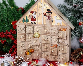 Wooden Advent Calendar With Drawers Etsy
