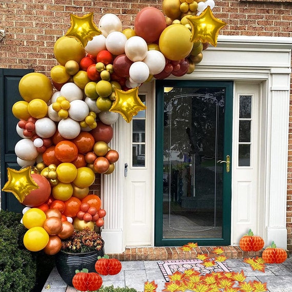 Image of Balloon Vine Hanging Basket with orange balloons