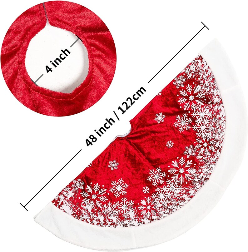 48 Inch Christmas Tree Skirt Red plush Faux Fur Christmas Etsy