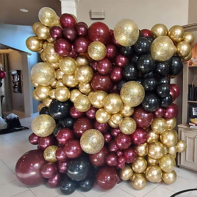 Gold and Burgundy Balloon Garland Arch Kit 134pcs Gold Etsy