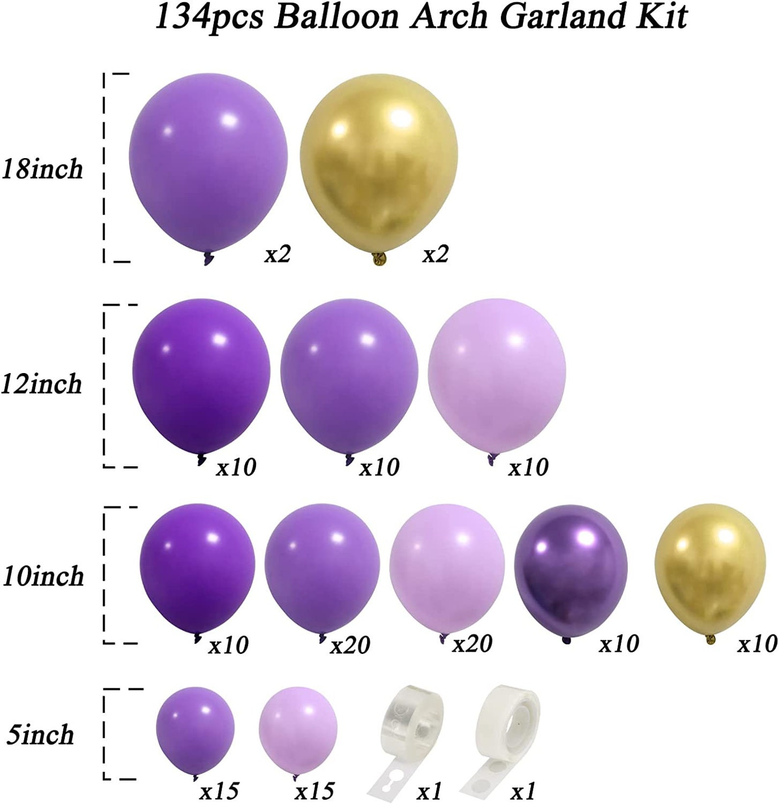 134pcs Purple Balloon Garland Kit Dark Purple Gold Arch Etsy
