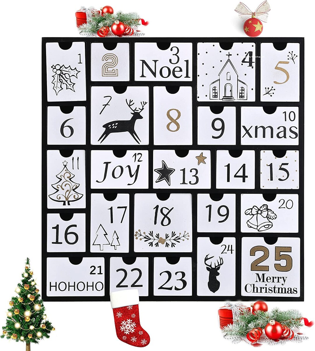 Christmas Wooden Advent Calendar Boxes With 25 Drawers and Etsy