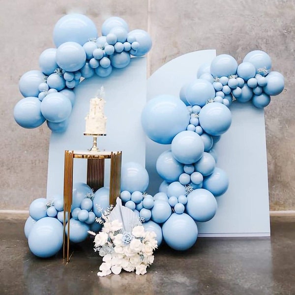 Pastel Blue Balloons Latex Party Balloons 10inch + 5inch 70pcs Macaron Light Blue Balloons Helium Balloons for Wedding Birthday Baby Shower