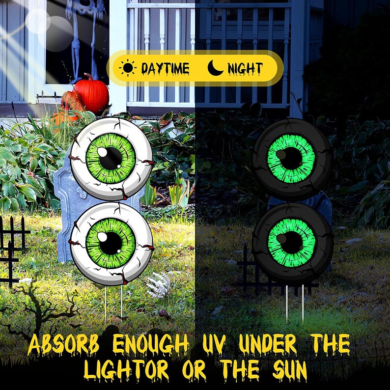 Set of 6 Pcs Glowing Halloween Eyeballs With Stakes Glow in Etsy