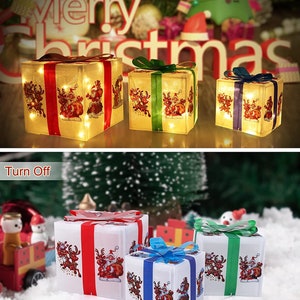 Set of 3 Lighted Gift Boxes for Christmas Decorations Light - Etsy