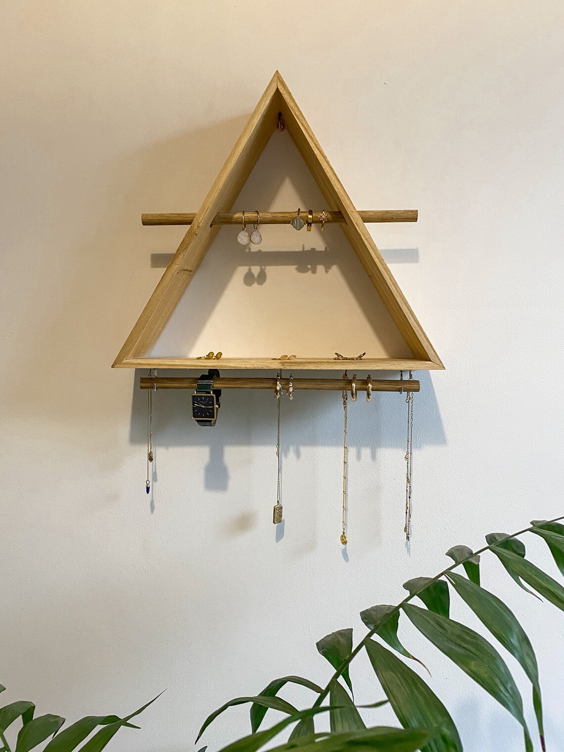 Wooden triangle jewellery display shelf Etsy