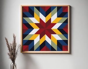 Sunflare Star Barn Quilt Pattern | Printable PDF + SVG (Instant Download)