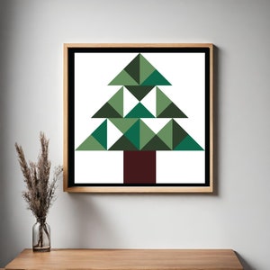Patrón PDF de colcha de granero con árbol de Navidad, patrón SVG, colcha de madera para pintar para exteriores, paquete con cuadrícula incluida
