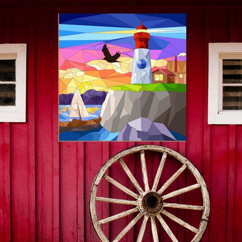 24x24 Lighthouse Barn Quilt PDF Pattern, SVG Pattern, Wood Quilt to