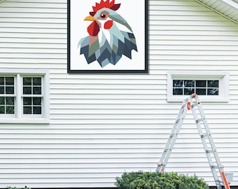 Chicka Barn Quilt Pattern | Modern Chicken Block (PDF Download)