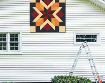 Autumn Starburst Barn Quilt Pattern: Geometric Fall Decor (PDF Download, 3 Sizes