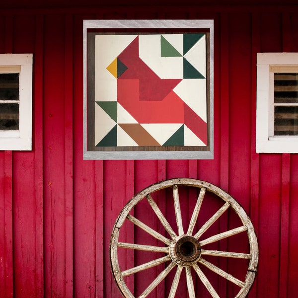 60 x 61 cm Cardinal Barn Quilt PDF Pattern, SVG Pattern, Couette en bois à peindre pour l'extérieur