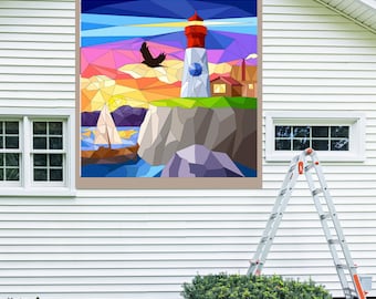 Lighthouse Barn Quilt Pattern: Coastal Decor SVG, PDF (Digital Download)
