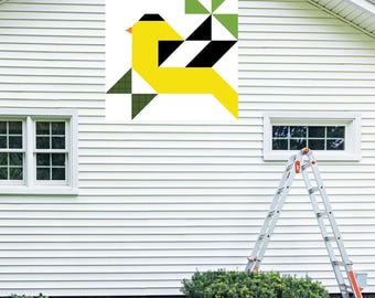 Goldfinch Quilt Block Pattern: Traditional Barn Quilt Design (Digital Download)