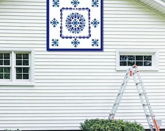 Blue Tile Barn Quilt Pattern: Vintage Farmhouse Decor (Digital Download)