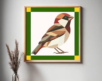 Modern Sparrow Quilt Block Pattern: Barn Quilt Decor (Digital Download)