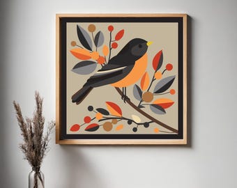 Modern Robin Quilt Block Pattern: DIY Barn Quilt Decor (Digital Download)