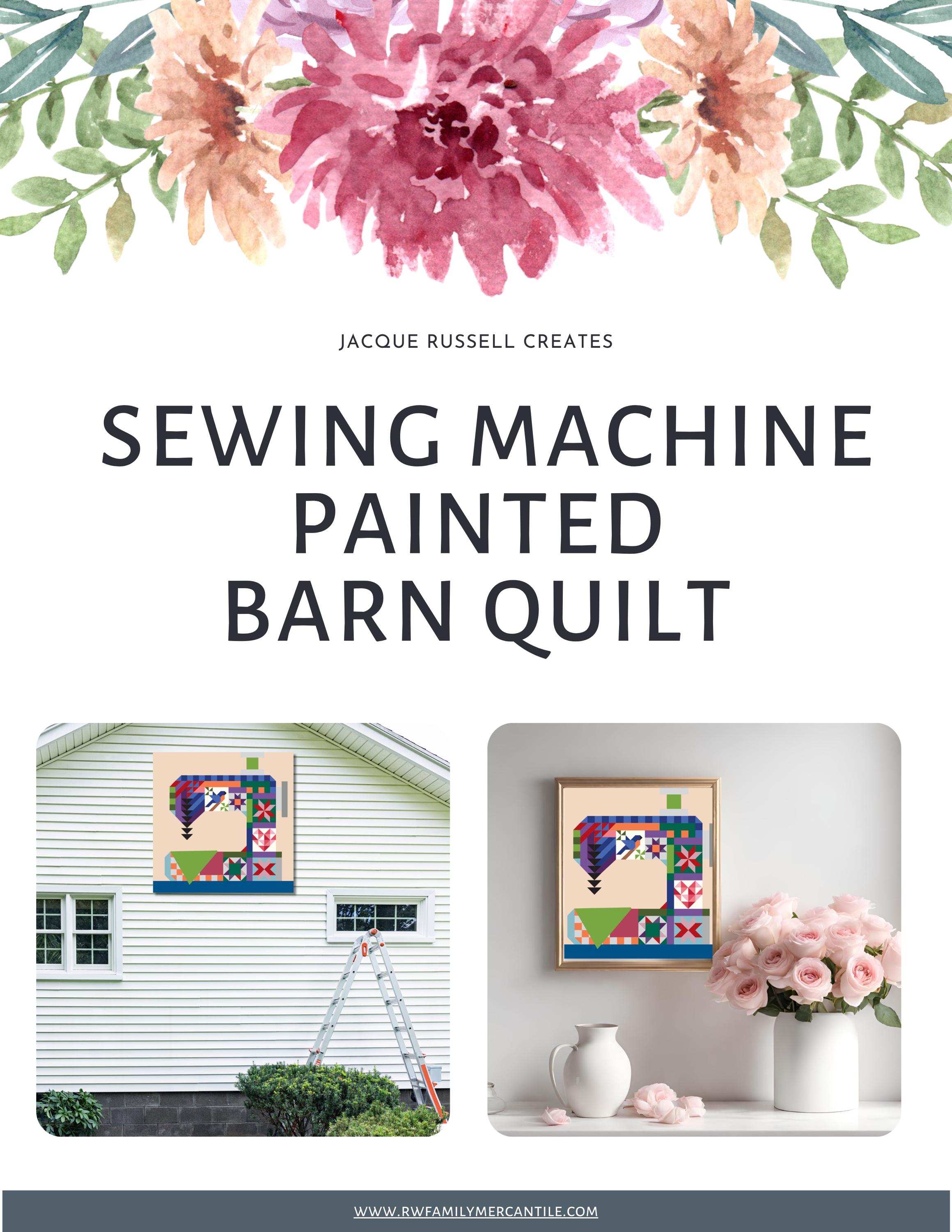 Sewing Machine Barn Quilt Pattern, Patchwork Wall Art, Farmhouse Craft ...