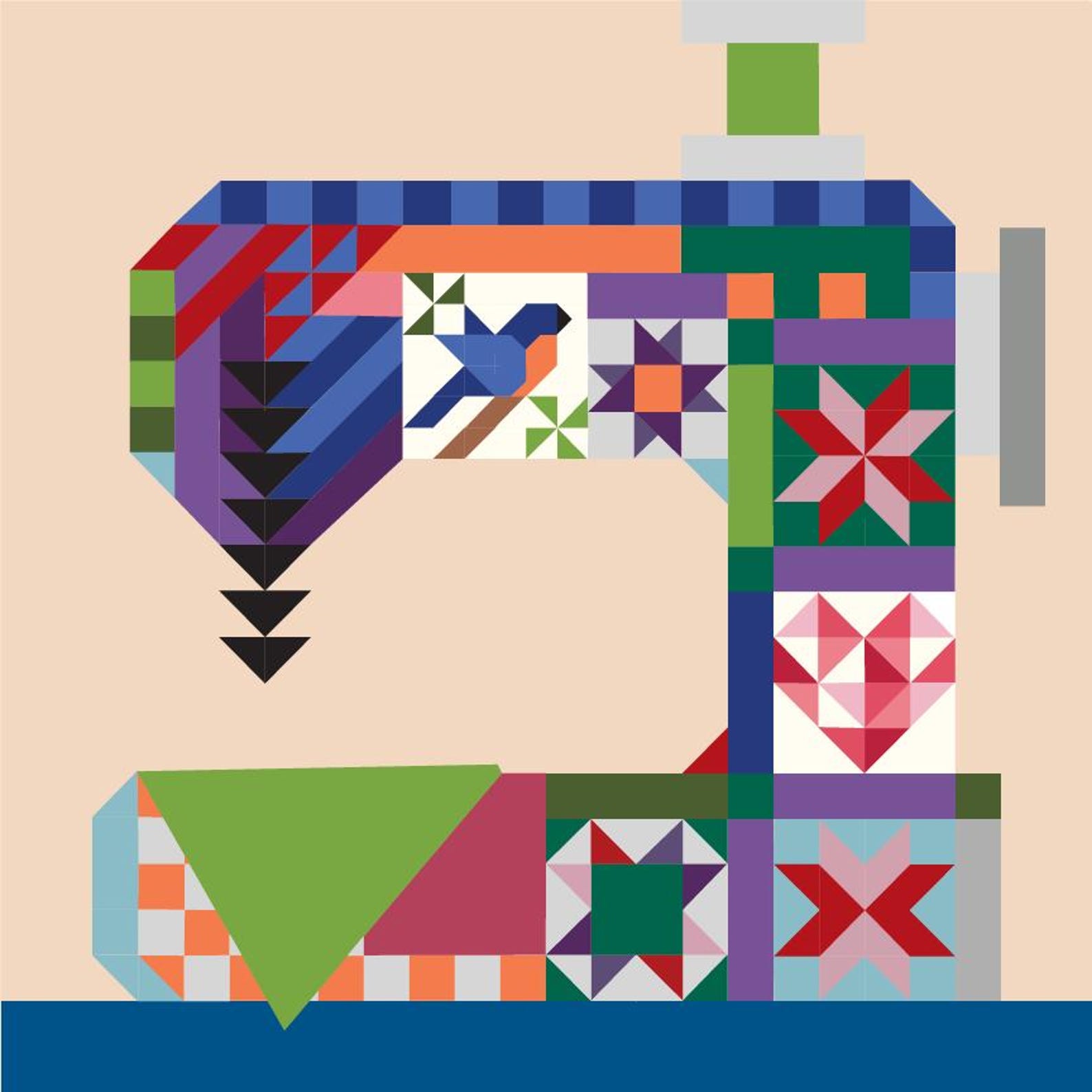 Sewing Machine Barn Quilt Pattern, Patchwork Wall Art, Farmhouse Craft ...