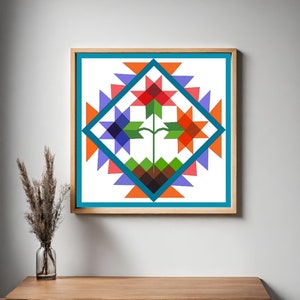 Spring Bloom Barn Quilt Pattern: Floral Wood Quilt Design (PDF, SVG)