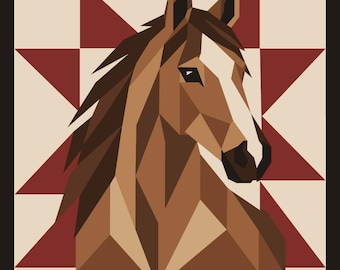 Horse Barn Quilt Pattern, Geometric Horse Painting Template, Western Ranch Decor, DIY Wood Sign