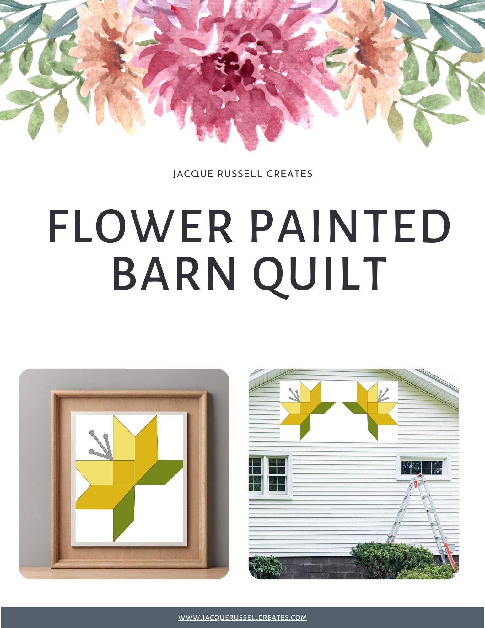 24x12 Flower Barn Quilt PDF Pattern, SVG Pattern, Wood Quilt to Paint ...