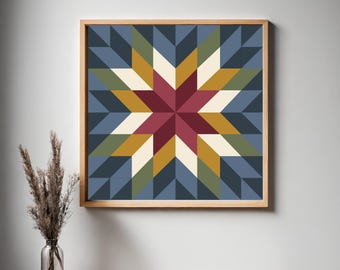 Winter flare star Barn Quilt Pattern PDF DIY Fall Winter Farmhouse Decor Download Printable