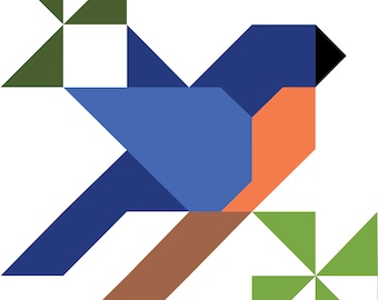 Bluebird Quilt Block Pattern: Traditional Barn Quilt Design (Digital Download)