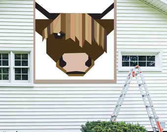 Highland Cow painted Barn Quilt Digital SVG PDF Pattern Bundle