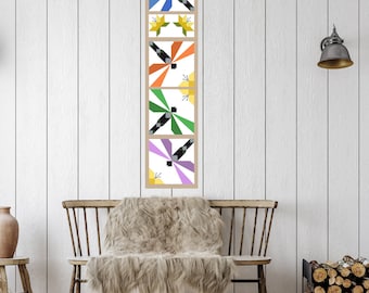 Dragonfly Flower Barn Quilt Pattern: Wood Quilt SVG, PDF Bundle (12x51.5")