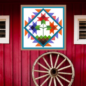 Spring Bloom Barn Quilt Pattern: Floral Wood Quilt SVG, PDF (Digital Download)