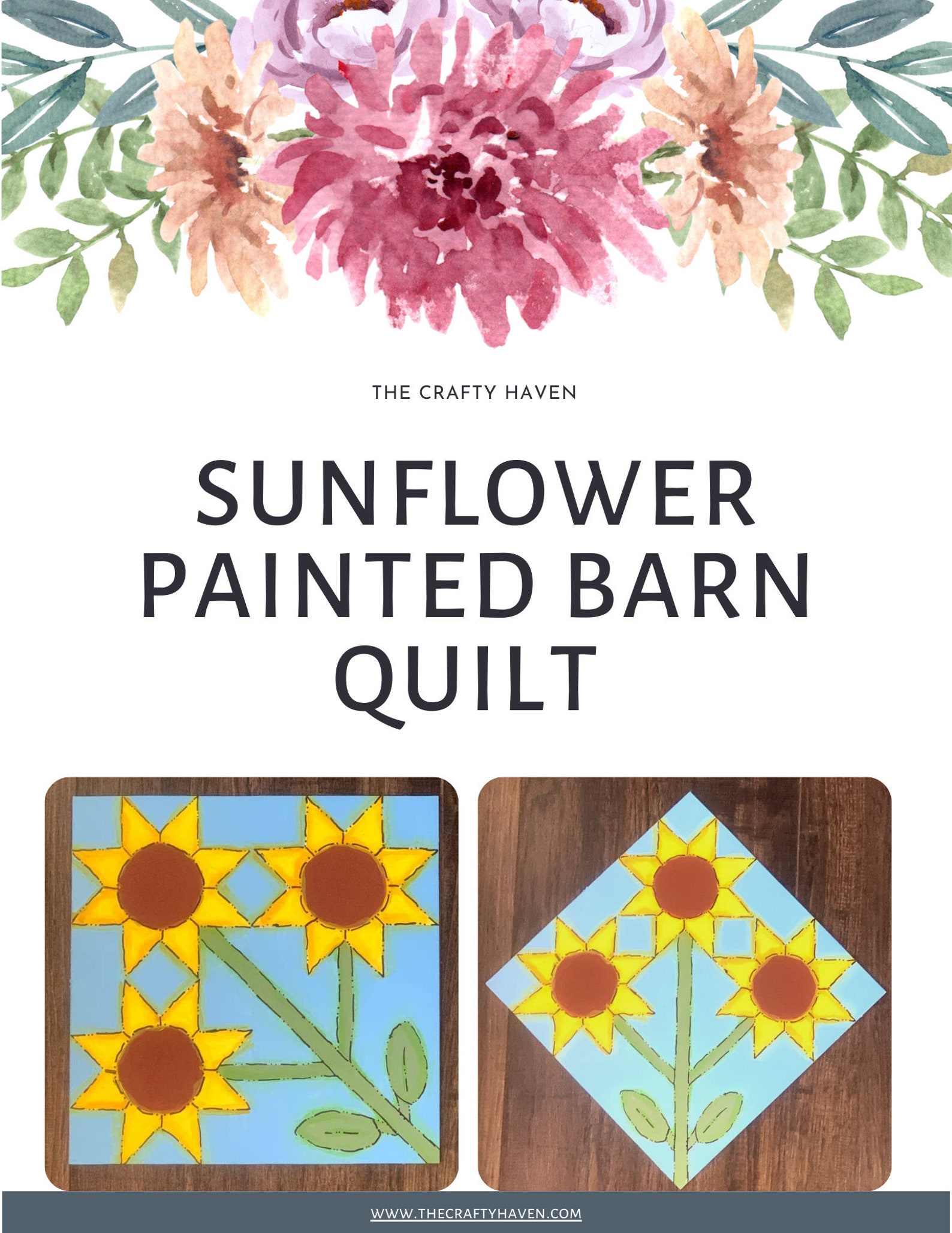 Sunflower Barn Quilt PDF Pattern Digital SVG Printable Pattern | Wood ...