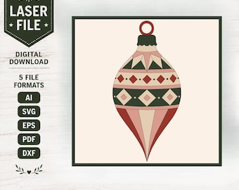 Barn Quilt SVG Laser File, Yuletide Jewel Christmas Ornament Design (Digital Download)