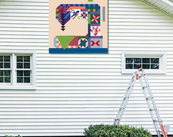Sewing Machine Barn Quilt Pattern, Patchwork Wall Art, Farmhouse Craft Decor (PDF)