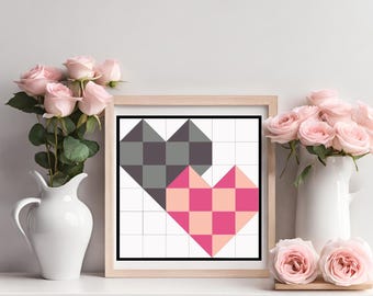 Double Heart Quilt Block Pattern: Rustic Barn Quilt, DIY Wall Art (Digital Download)
