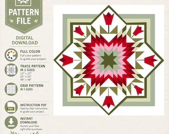 Lone Star Tulip Barn Quilt Pattern: DIY Farmhouse Decor (Digital Download)