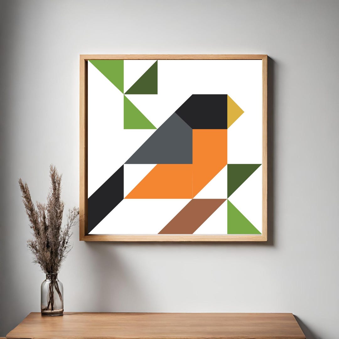 Robin Quilt Block Pattern American Robin Quilt Block Pattern - Geometric Barn Quilt (digital ...