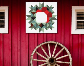 Wreath with Bow Barn Quilt Pattern | Holiday Decor (Digital Download PDF)