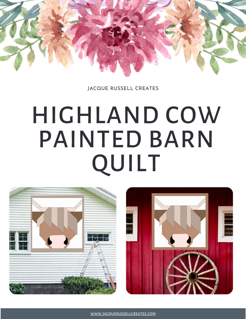 24x24 Highland Cow Painted Barn Quilt Digital SVG PDF Pattern Etsy