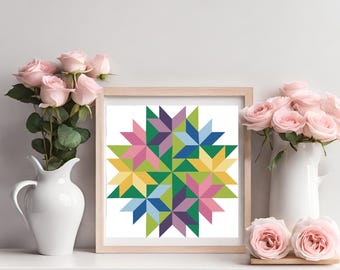 Spring Bouquet Quilt Block Pattern: Floral Barn Quilt (Digital Download)