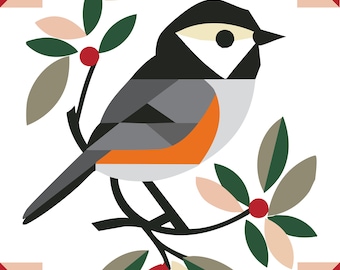 Modern Chickadee Quilt Block Pattern: DIY Barn Quilt Decor (Digital Download)