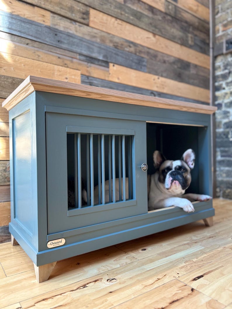 Wooden Dog Bed/crate/ Furniture/ Indoor Kennel With Sliding Doors
