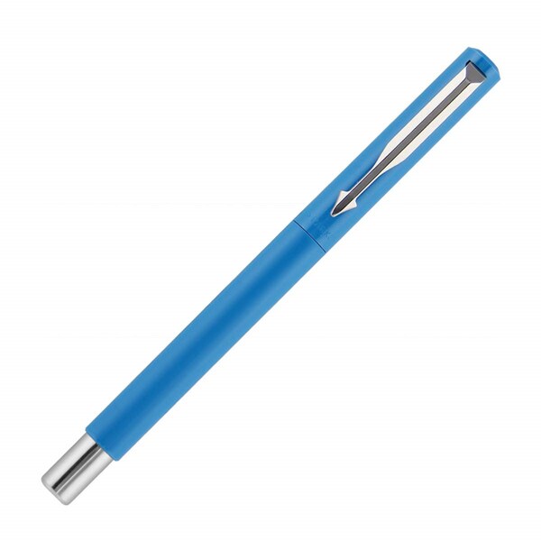 Parker Vector Standard Fountain Pen Chrome Trim Fine Nib with 3 Free Ink Cart Body Color - Blue Ink Color - Blue