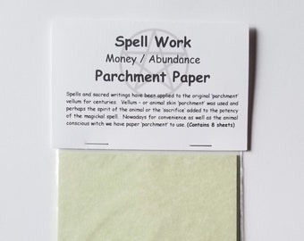 Spell Work Parchment Paper Money & Abundance