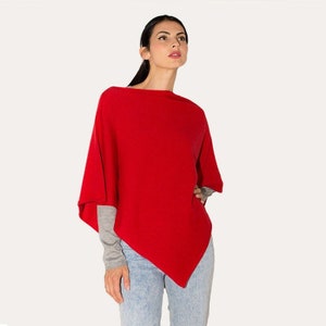 Poncho en mélange de cachemire Cape en cachemire pour femmes / Pardessus en mélange de cachemire pour femmes Fabriqué en Italie Rouge