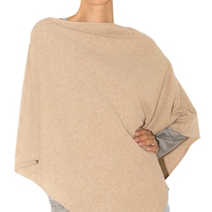 Poncho en mélange de cachemire Cape en cachemire pour femmes / Pardessus en mélange de cachemire pour femmes Fabriqué en Italie Tan