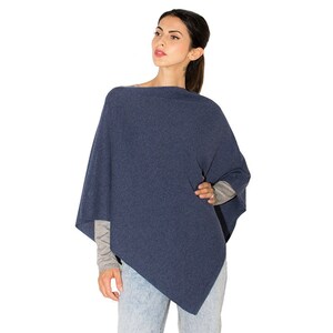 Poncho en mélange de cachemire Cape en cachemire pour femmes / Pardessus en mélange de cachemire pour femmes Fabriqué en Italie Denim