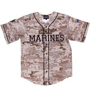 US Marines Digital Camo Embroidered Baseball Jersey