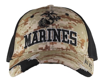 US Marines Distressed Camo Cap