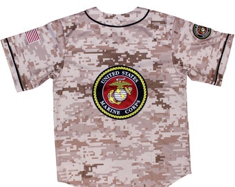 US Marines Digital Camo Embroidered Baseball Jersey - Etsy